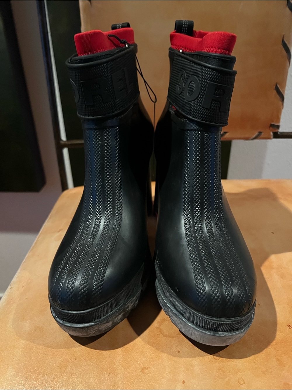 Sorel Kids Black Rain & Snow Boots with Red Collar